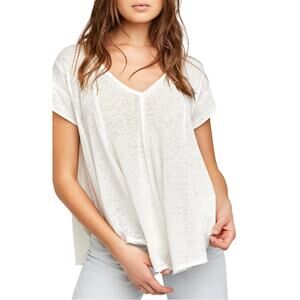 Free People T-Shirt Medium White We The Free Sammie Tee Top Oversized V-Neck